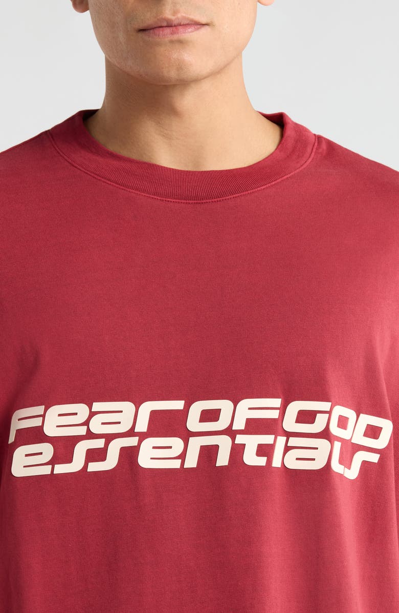 Fear of God Essentials '90s Long Sleeve Logo Graphic T-Shirt, Alternate, color, Crimson