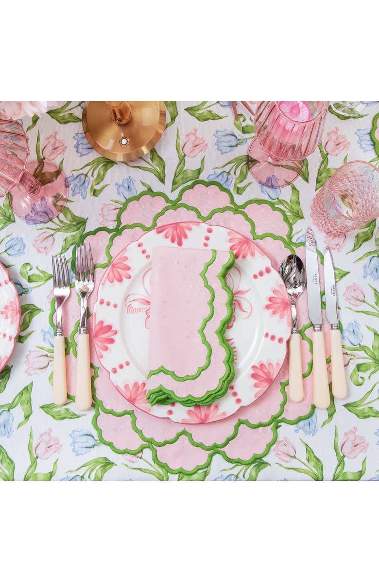Mrs. Alice Pink & Green Lily Napkins, Alternate, color, Pink