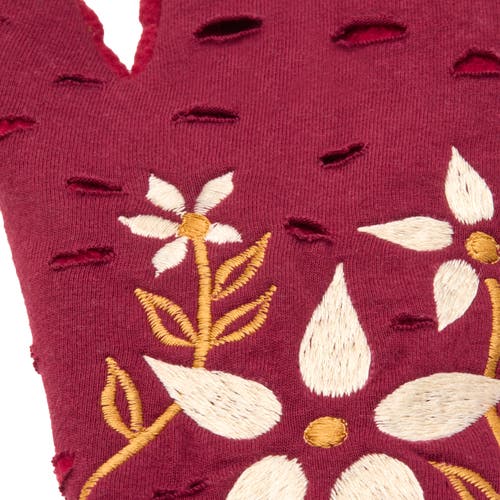 Feelgoodz Artisan Crafted Fleece Lined Viola Fingerless Gloves In Burgundy