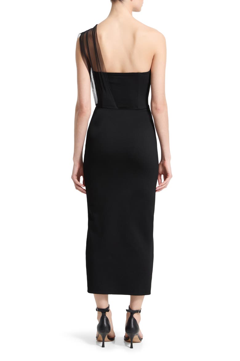 Dianne Strapless Sheath Dress with Removable Mesh Scarf, Alternate, color, BLACK