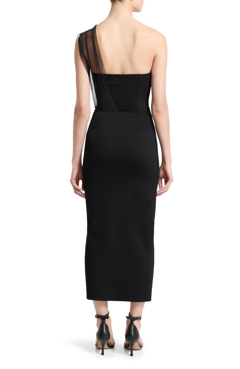 Marcella Dianne Strapless Sheath Dress with Removable Mesh Scarf, Alternate, color, Black