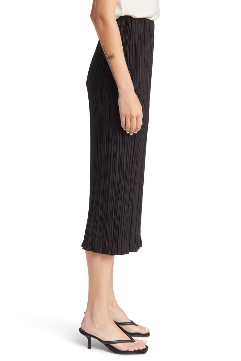 Stella Plissé Midi Skirt, Alternate, color, BLACK