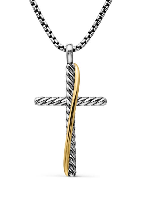 Crossover Cross Necklace with 18K Yellow Gold