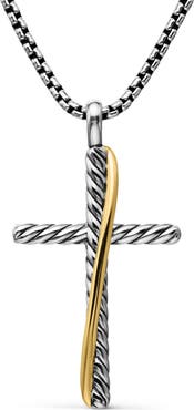 David Yurman Crossover Cross Necklace with 18K Yellow Gold