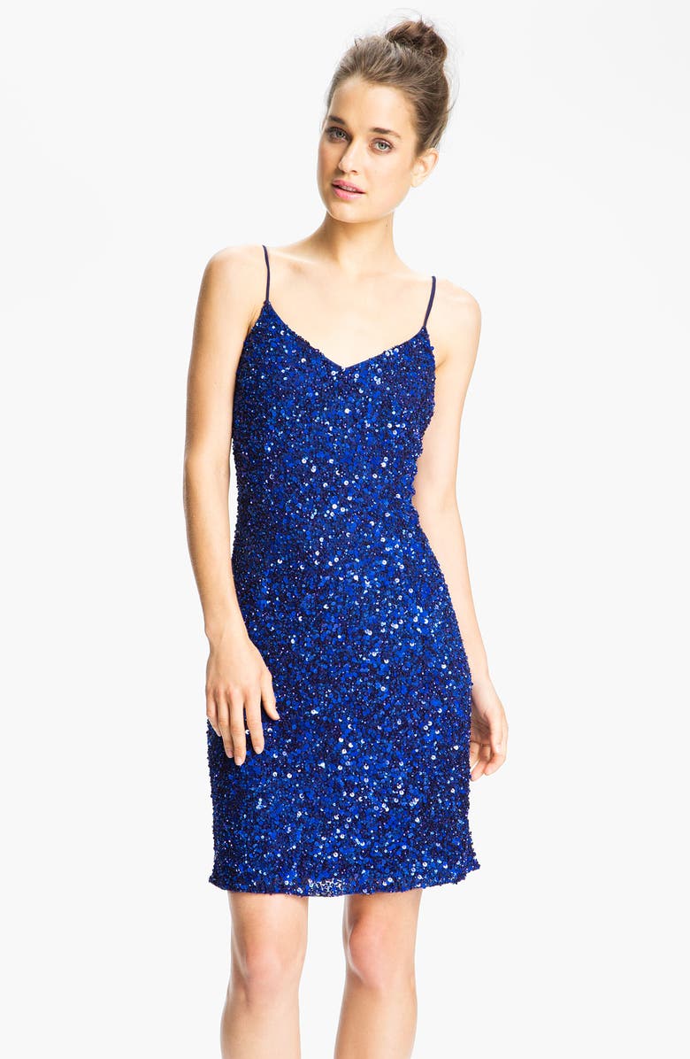 Pisarro Nights Spaghetti Strap Sequin Sheath Dress, Main, color, 
