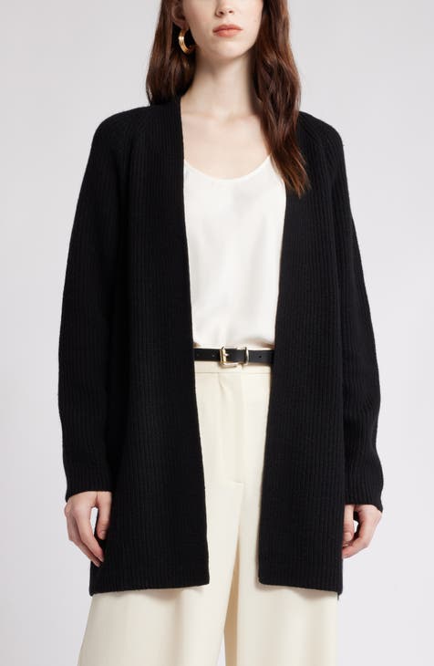 Women's Lafayette 148 Black Open Front LongLine Cardigan Jacket deals Size L