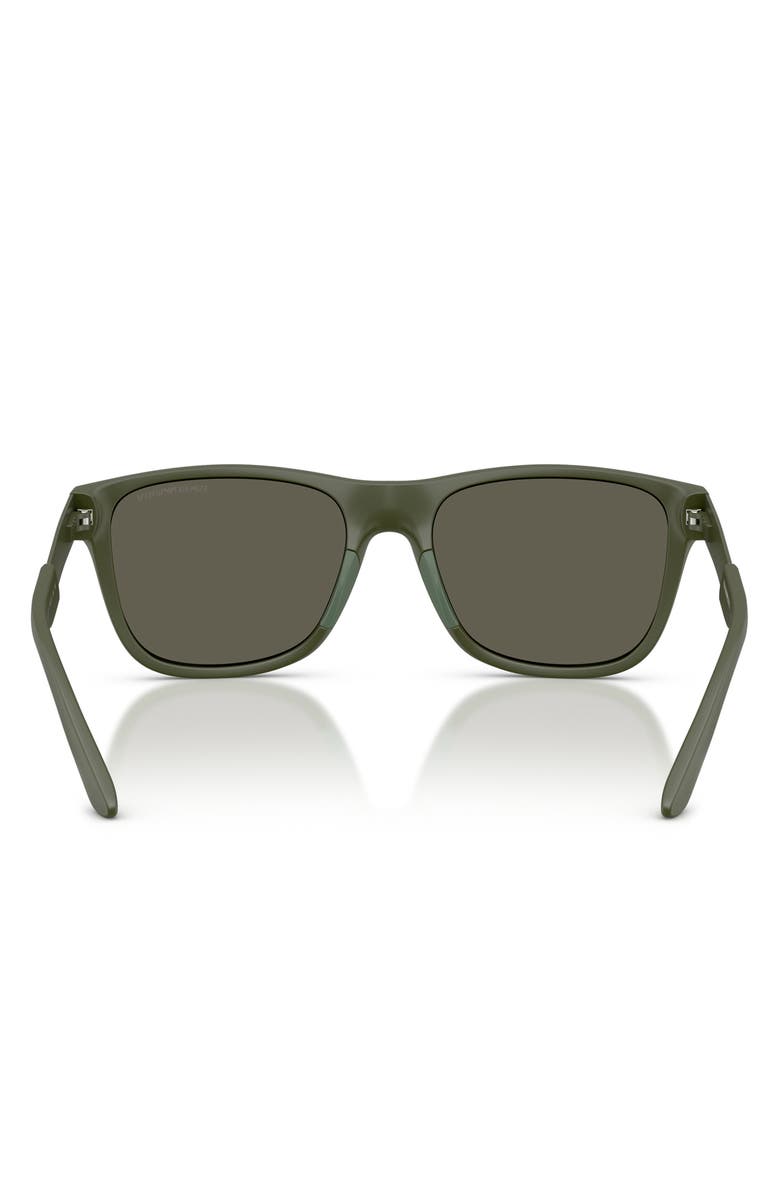 Emporio Armani 56mm Square Sunglasses, Alternate, color, Matte Green / Dark Brown