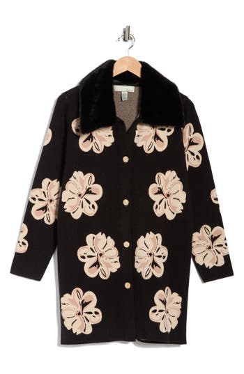 By Design Vancouver Faux Fur Trim Cardigan