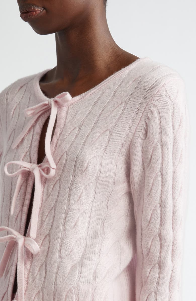 Ganni Front Tie Merino Wool & Cashmere Cable Cardigan, Alternate, color,