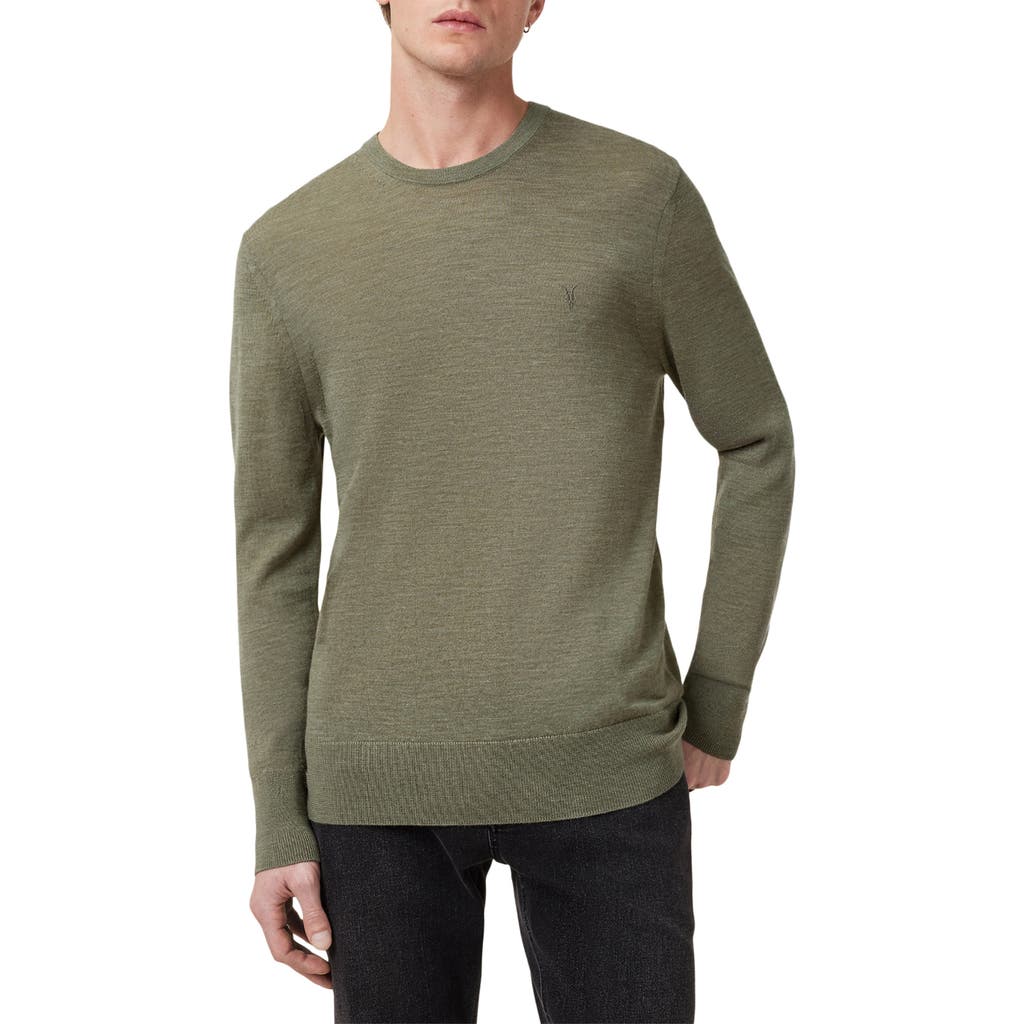 Allsaints Mode Merino Wool Crewneck Sweater In Light Ash Green