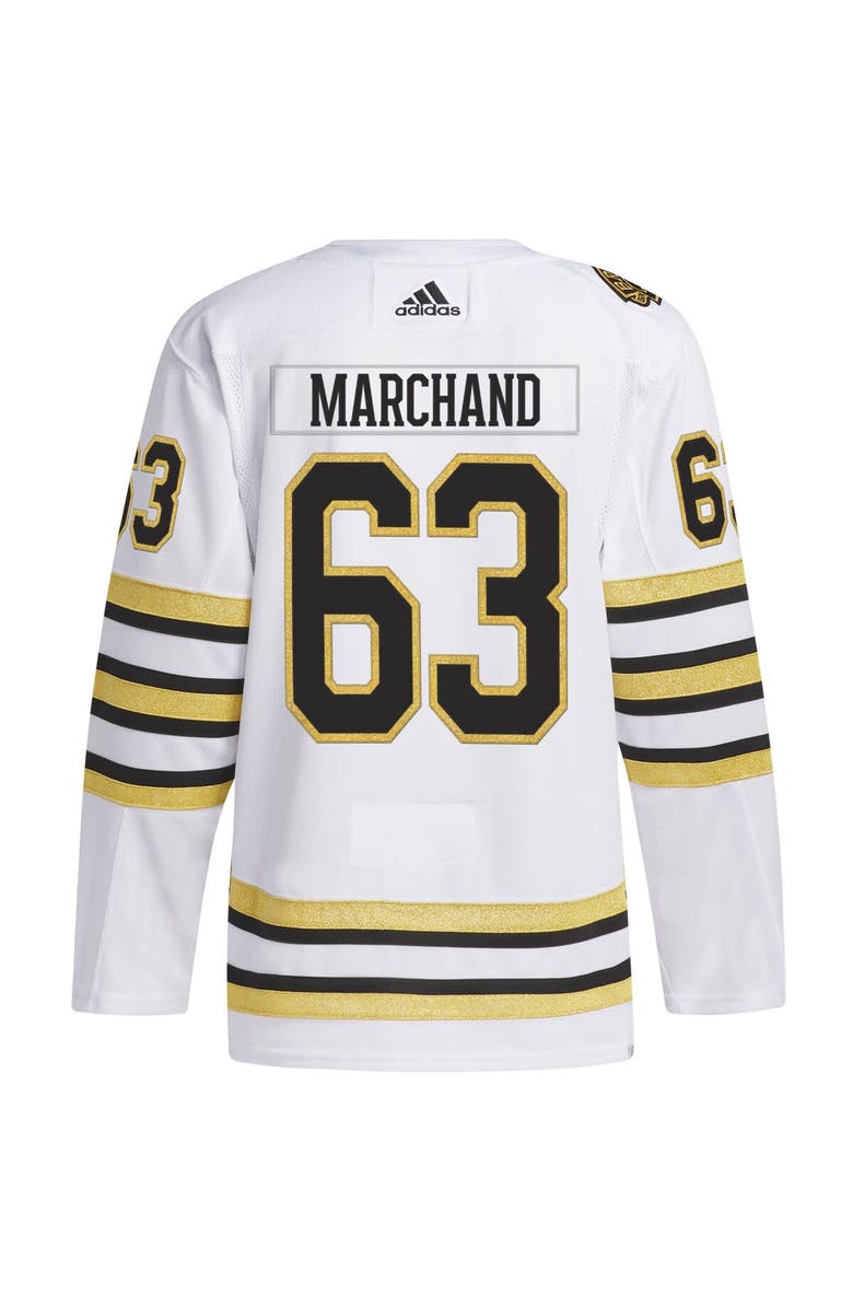 adidas Men's adidas Brad Marchand White Boston Bruins  Primegreen 100th Anniversary Authentic Player Jersey, Alternate, color, 