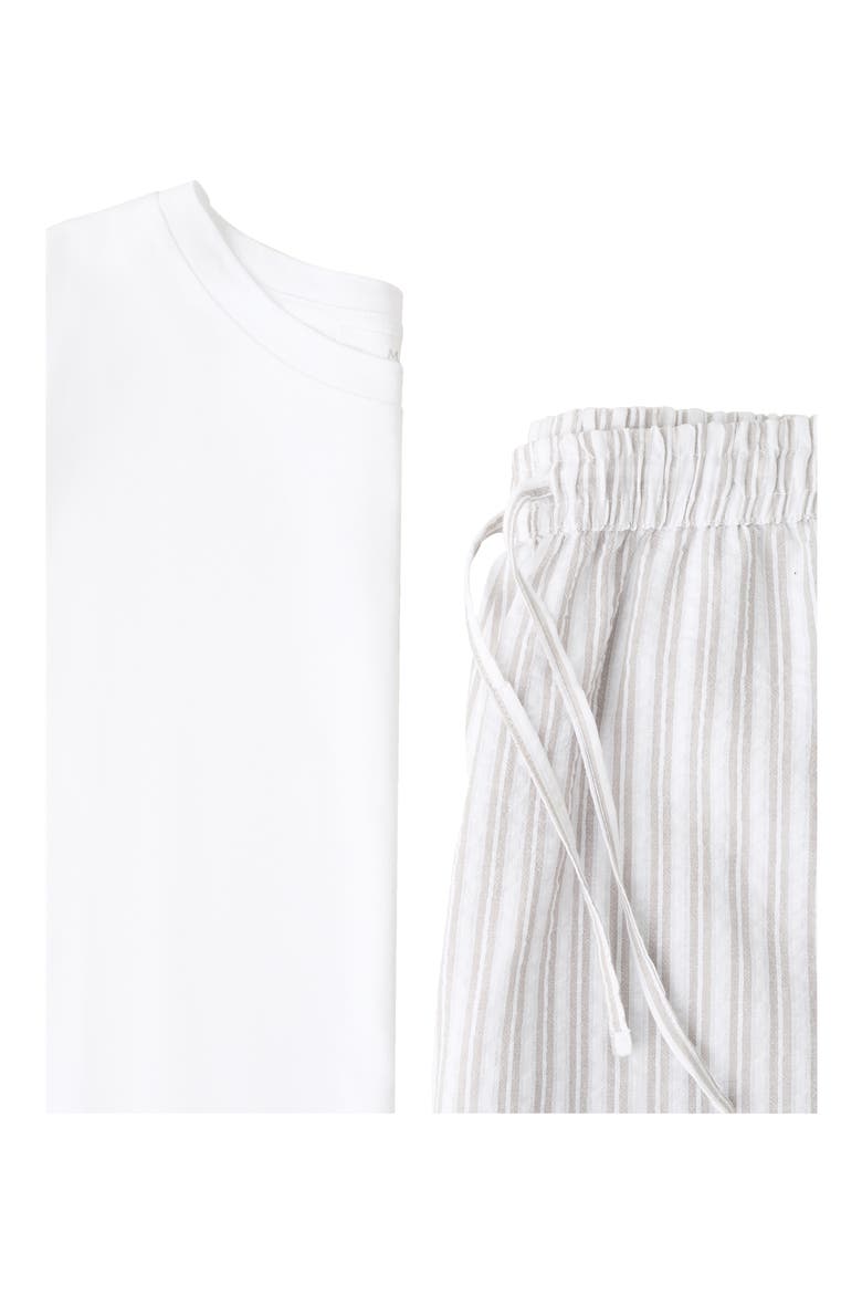 Two-Piece Stripe Cotton Pajamas, Alternate, color, GREY