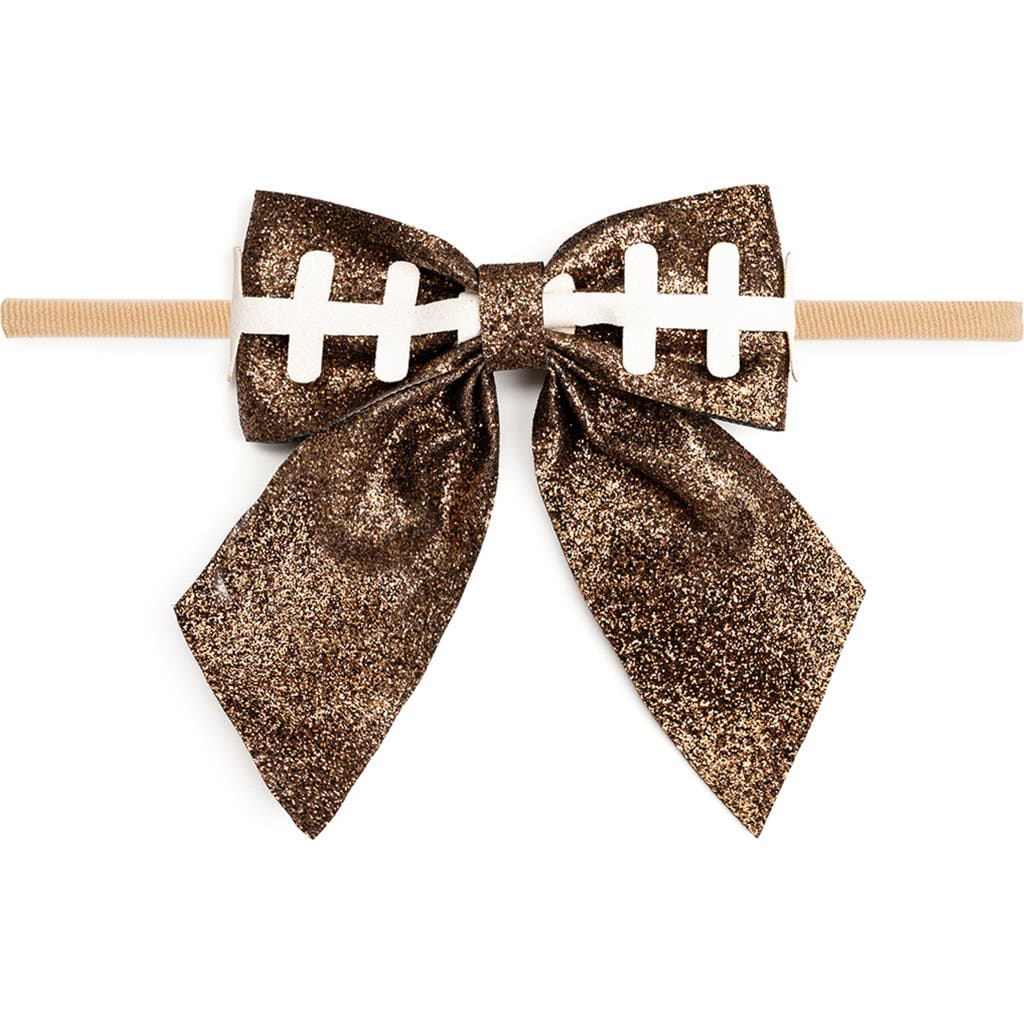 Sweet Wink Football Bow Baby Headband In Brown
