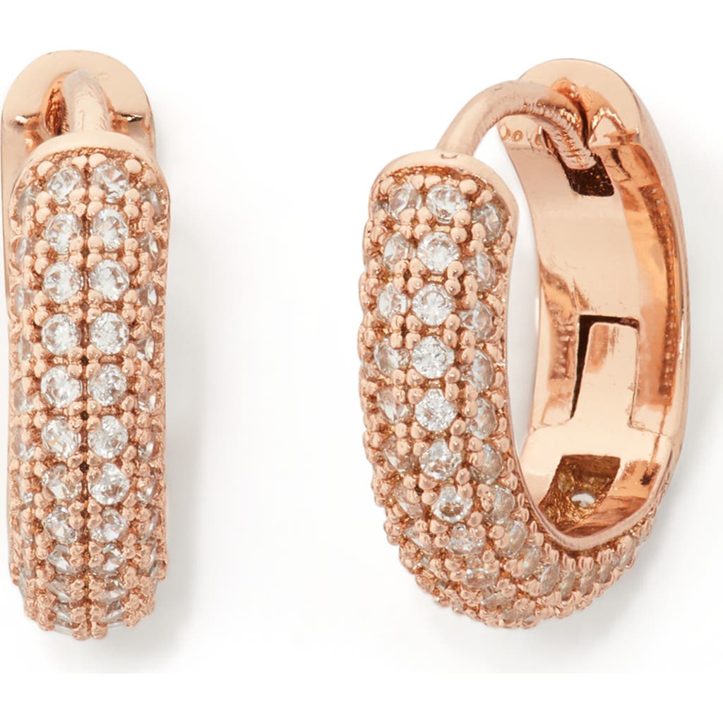 Kate Spade Brilliant Statements Pavé Mini Huggies In Clear/rose Gold