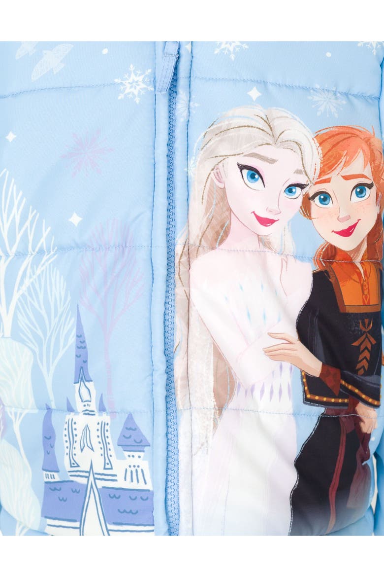Frozen Hooded Puffer Jacket (toddler & Little Kid), Alternate, color, Frost Blue Elsa Anna
