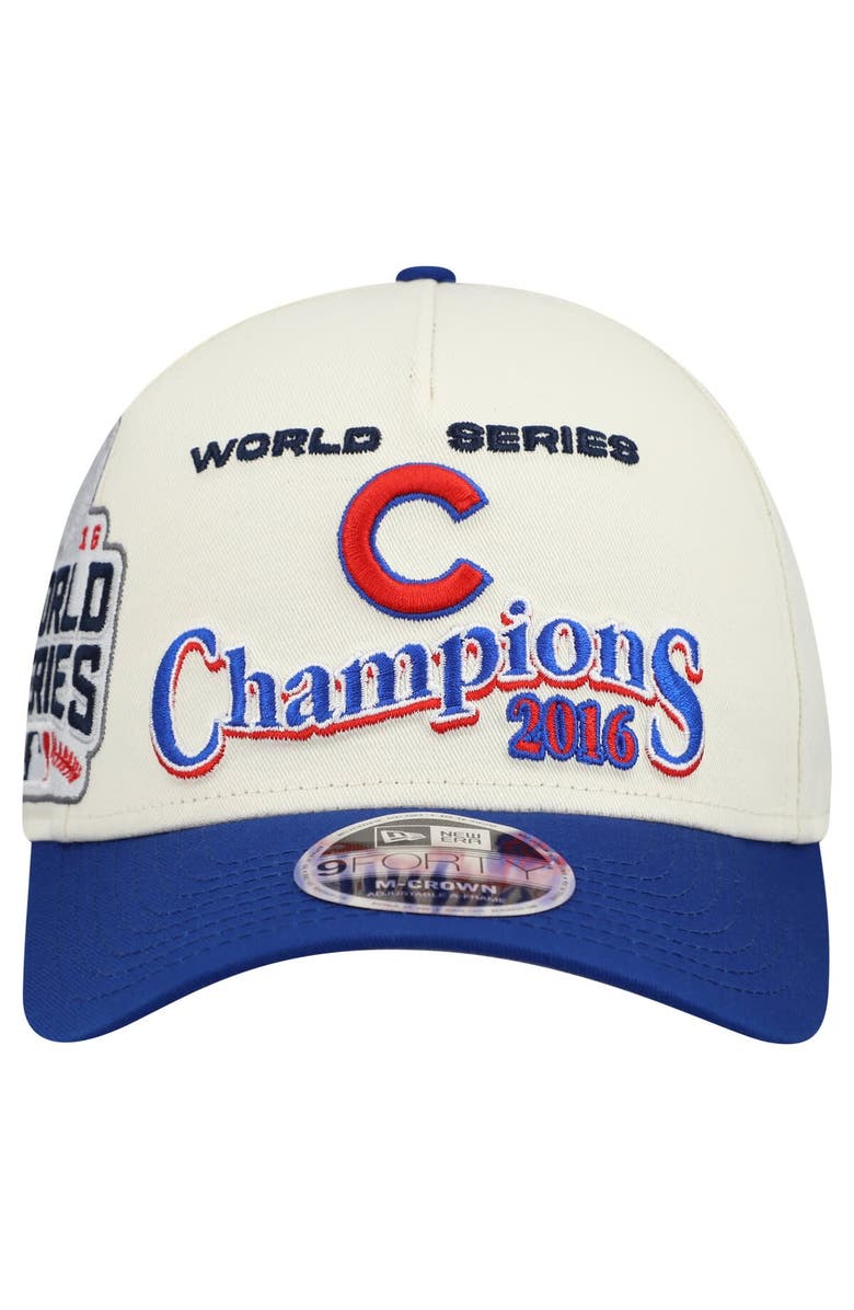 New Era Men
s New Era Cream/Royal Chicago Cubs World Series 9FORTY M-Crown Adjustable Hat, Alternate, color, Cream