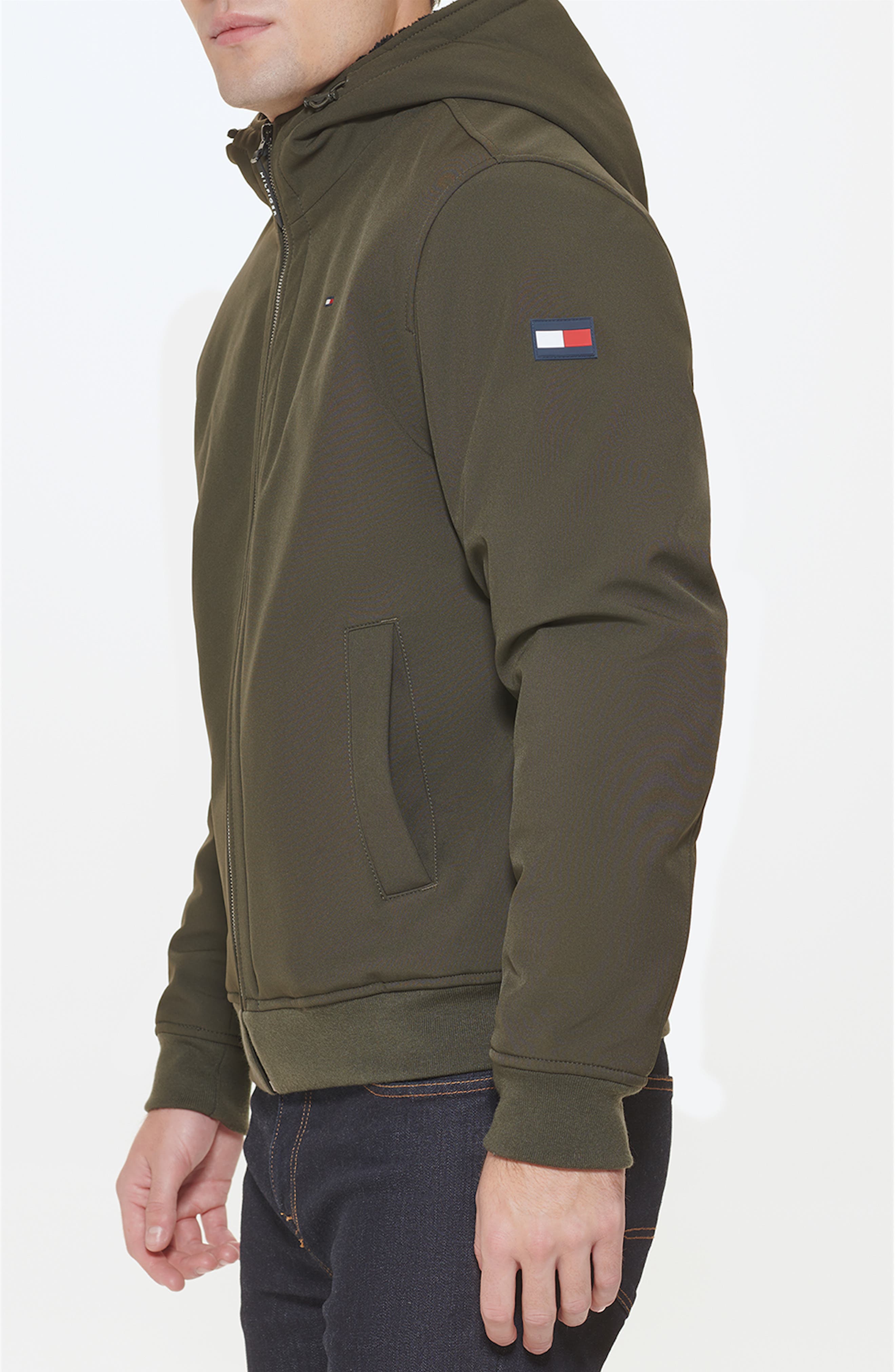 Tommy Hilfiger Soft Shell Faux Shearling Hooded Jacket (Men ...