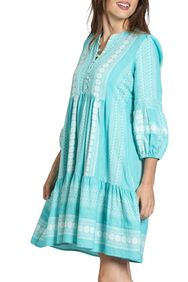 Stripe Tiered Cotton Dress, Alternate, color, TURQUOISE MULTI