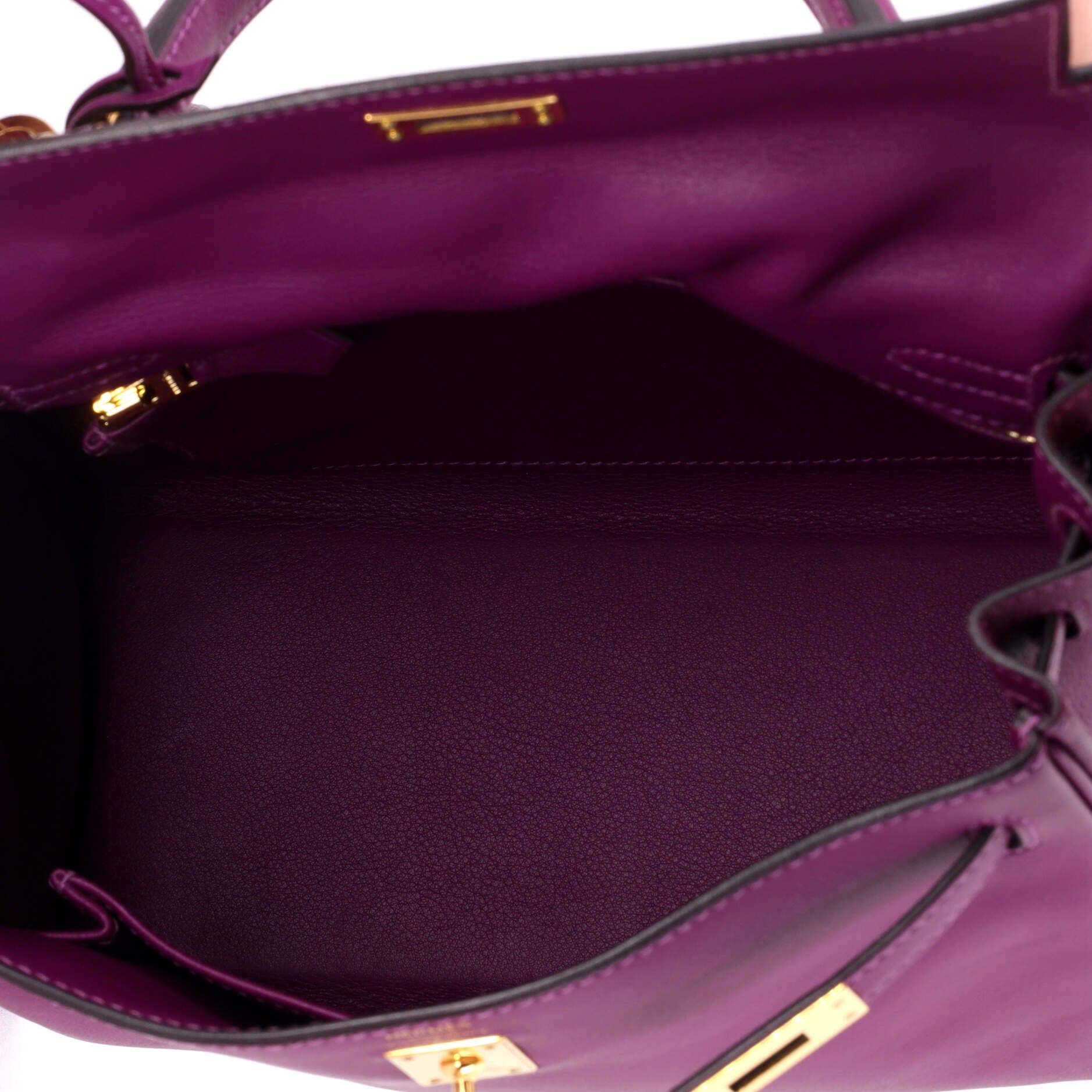 Pre-Owned Hermes Kelly Handbag Purple Swift with Gold Hardware 25, Alternate, color, Anemone