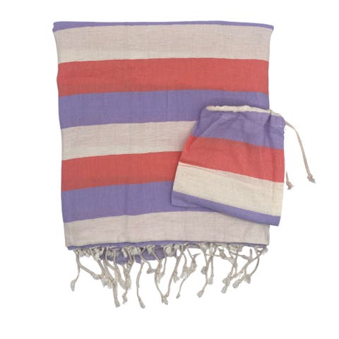 Shoreline XL Turkish Cotton Towel with Matching Pouch
