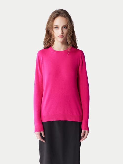 Gobi Mongolian Cashmere Crew Neck Sweater In Magenta