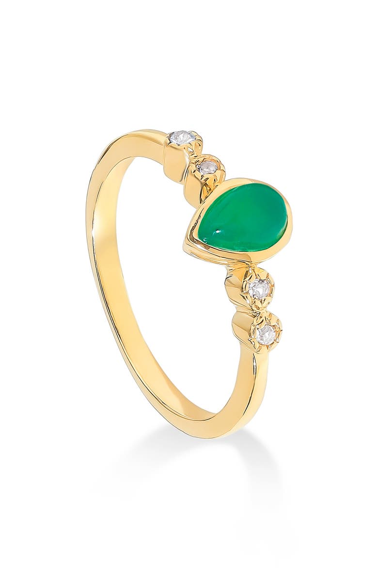 Pear Gemstone Ring, Main, color, GREEN