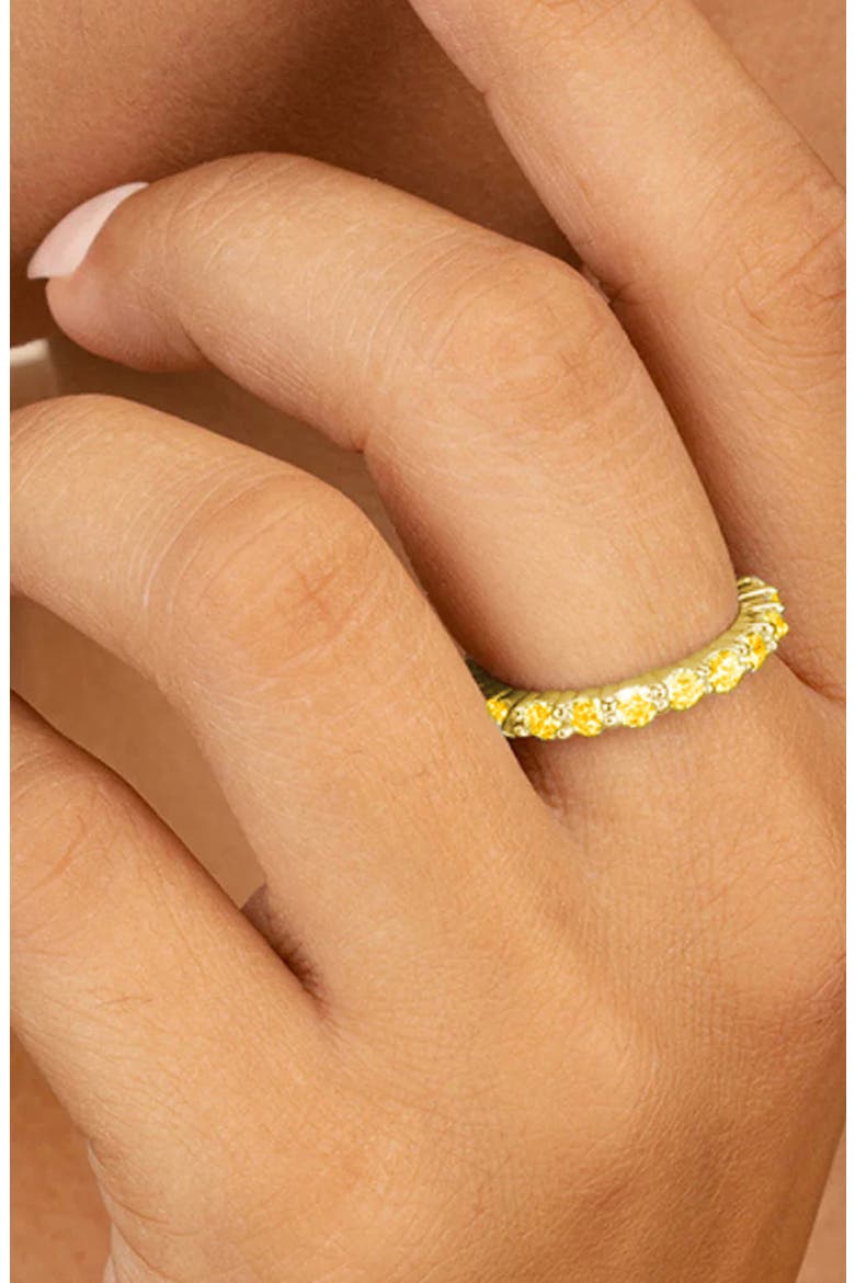 Gracie Cubic Zirconia Eternity Ring, Alternate, color, GOLD/ CANARY