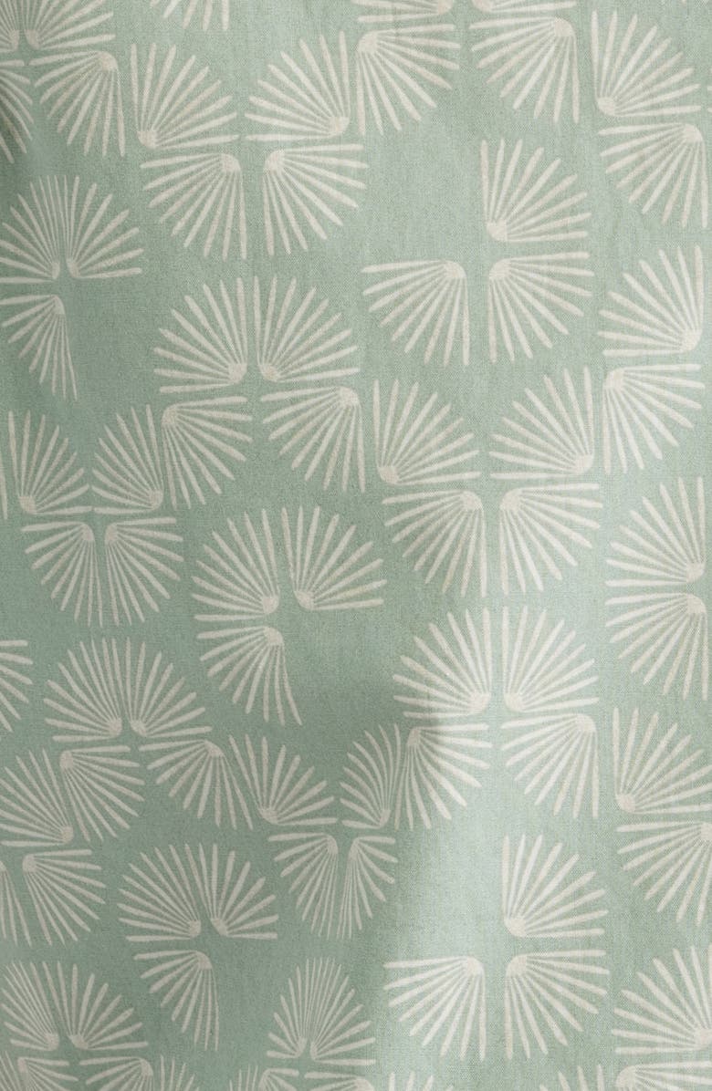 Treasure & Bond Lived In Short Sleeve Poplin Button-Up Shirt, Alternate, color, Green Tiled Fans