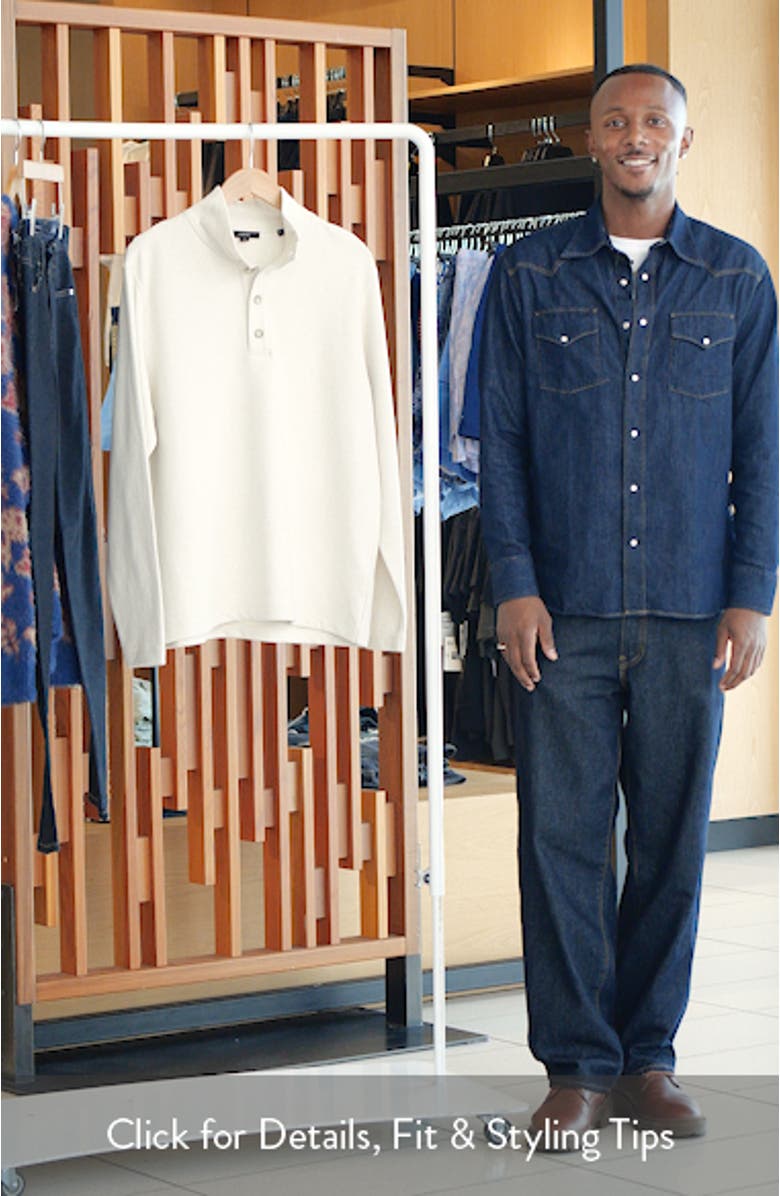 Long Sleeve Stand Collar Cotton Henley, sales video thumbnail