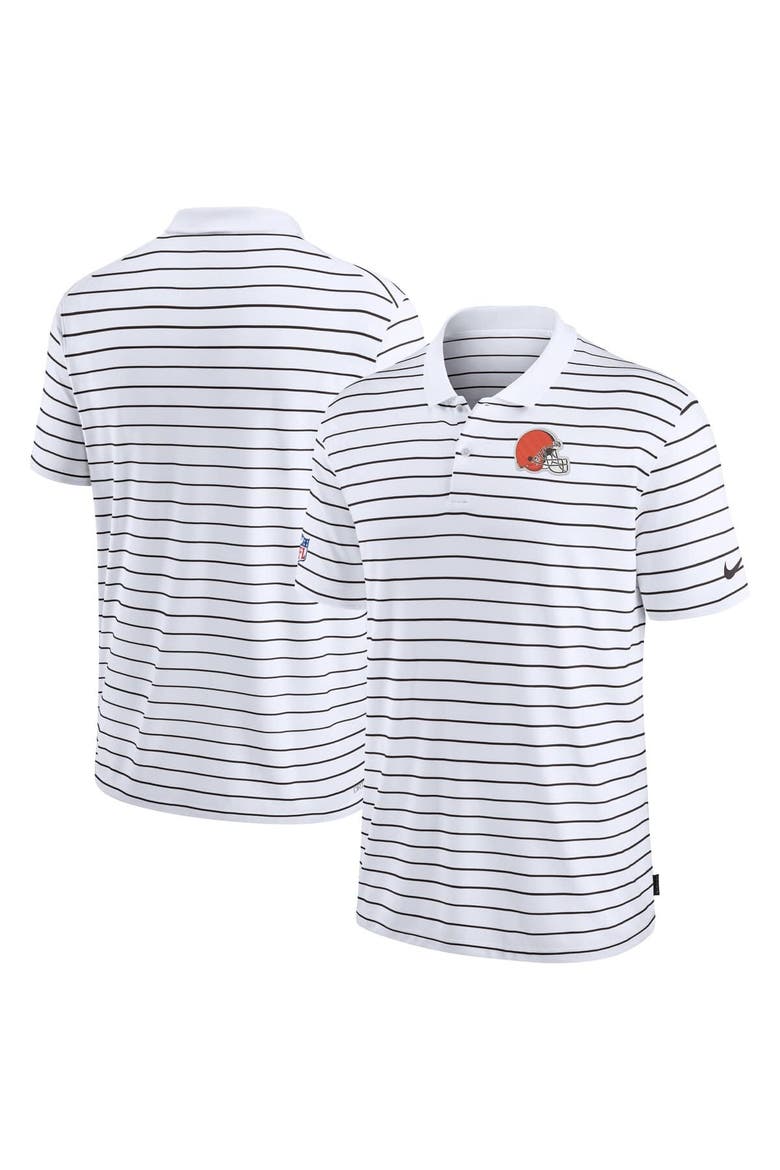 Men's Nike White Cleveland Browns Sideline Lock Up Victory Performance Polo, Main, color, White