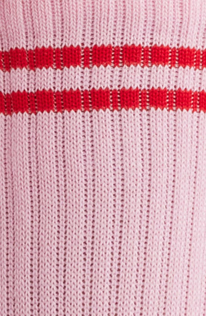 Le Bon Shoppe Boyfriend Stripe Cotton Blend Crew Socks, Alternate, color, Amour Pink