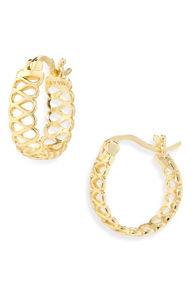 ARGENTO VIVO Infinity Filigree Huggie Hoop Earrings, Main, color, Gold