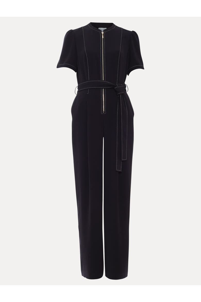 Zip-Front Wide-Leg Jumpsuit, Alternate, color, Black