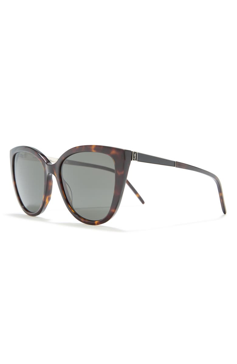 Saint Laurent 55mm Cat Eye Sunglasses, Alternate, color, Havana Silver Grey