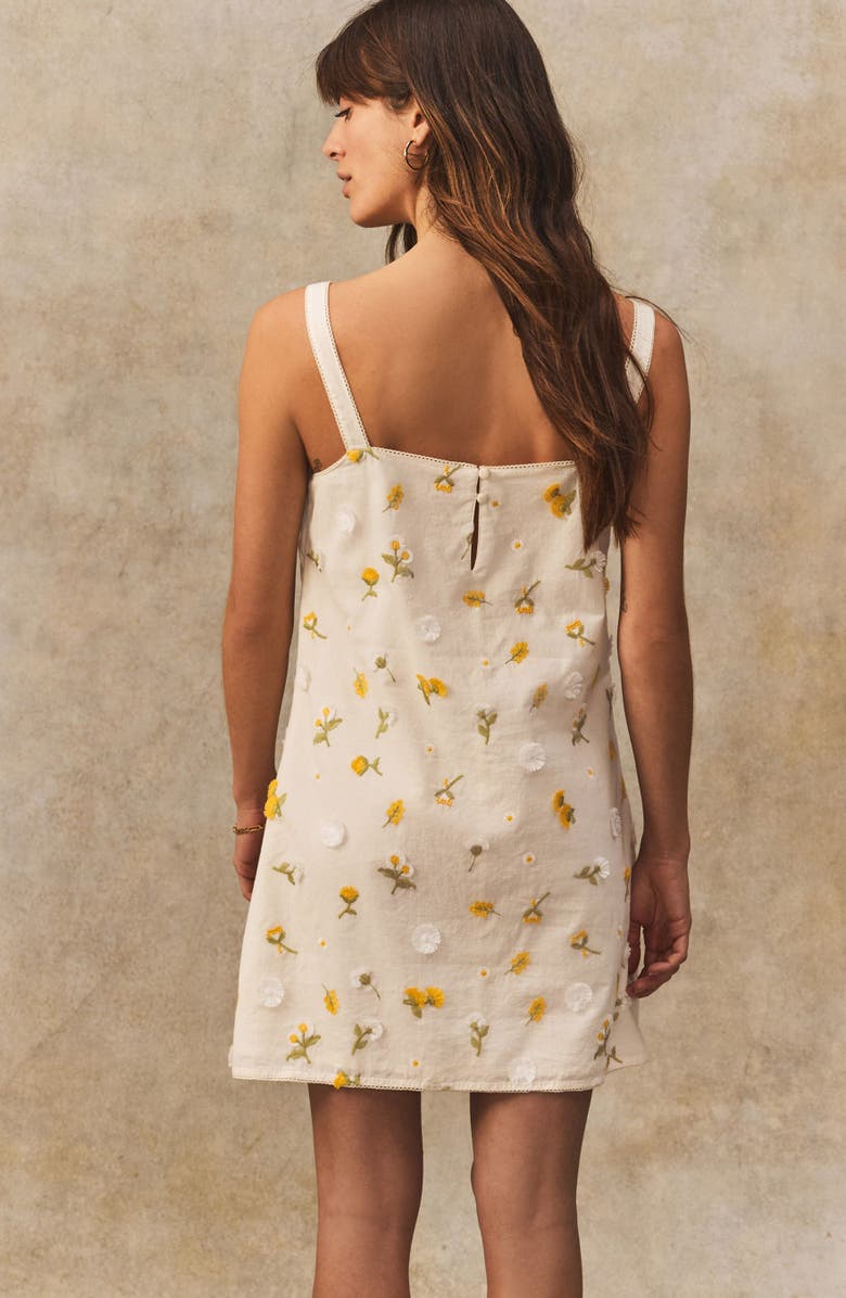 NEXT Floral Ditsy Print Embroidered Cotton Minidress, Alternate, color, Neutral