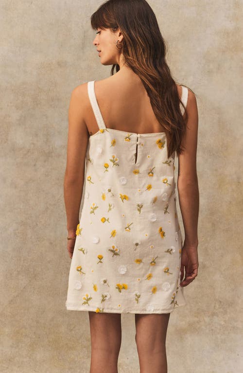 Next Floral Embroidered Cotton Minidress In Neutral