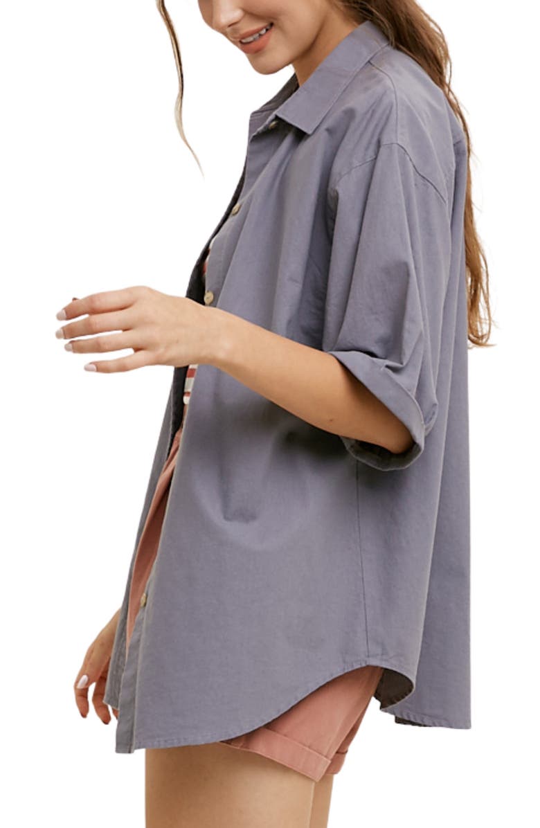 WISHLIST Cuffed Sleeve Cotton Button Up Shirt, Alternate, color, Slate