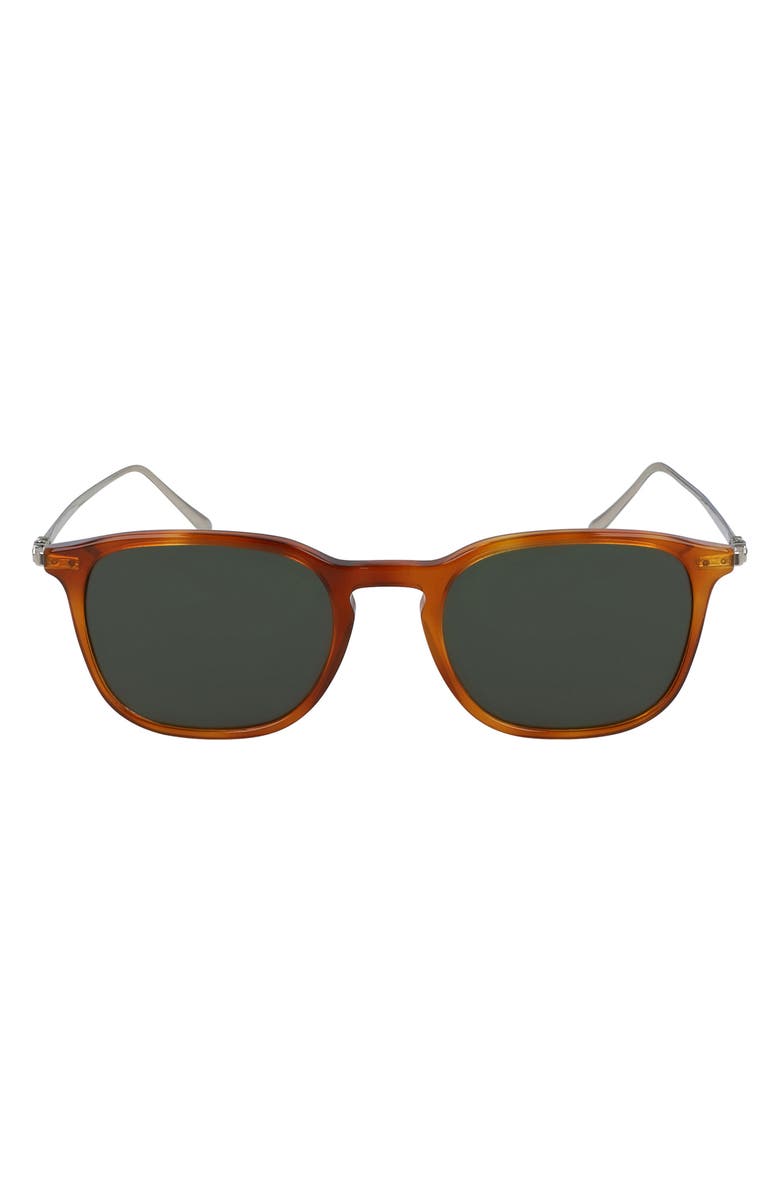FERRAGAMO Salvatore Ferragamo Classic Logo 53mm Gradient Rectangle Sunglasses, Main, color, Light Tortoise