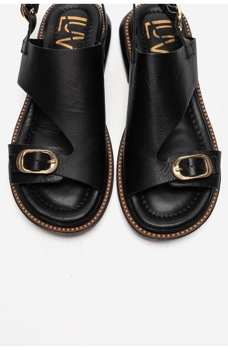 Forever & Always Shoes Cruel Leather Sandal, Alternate, color, Black