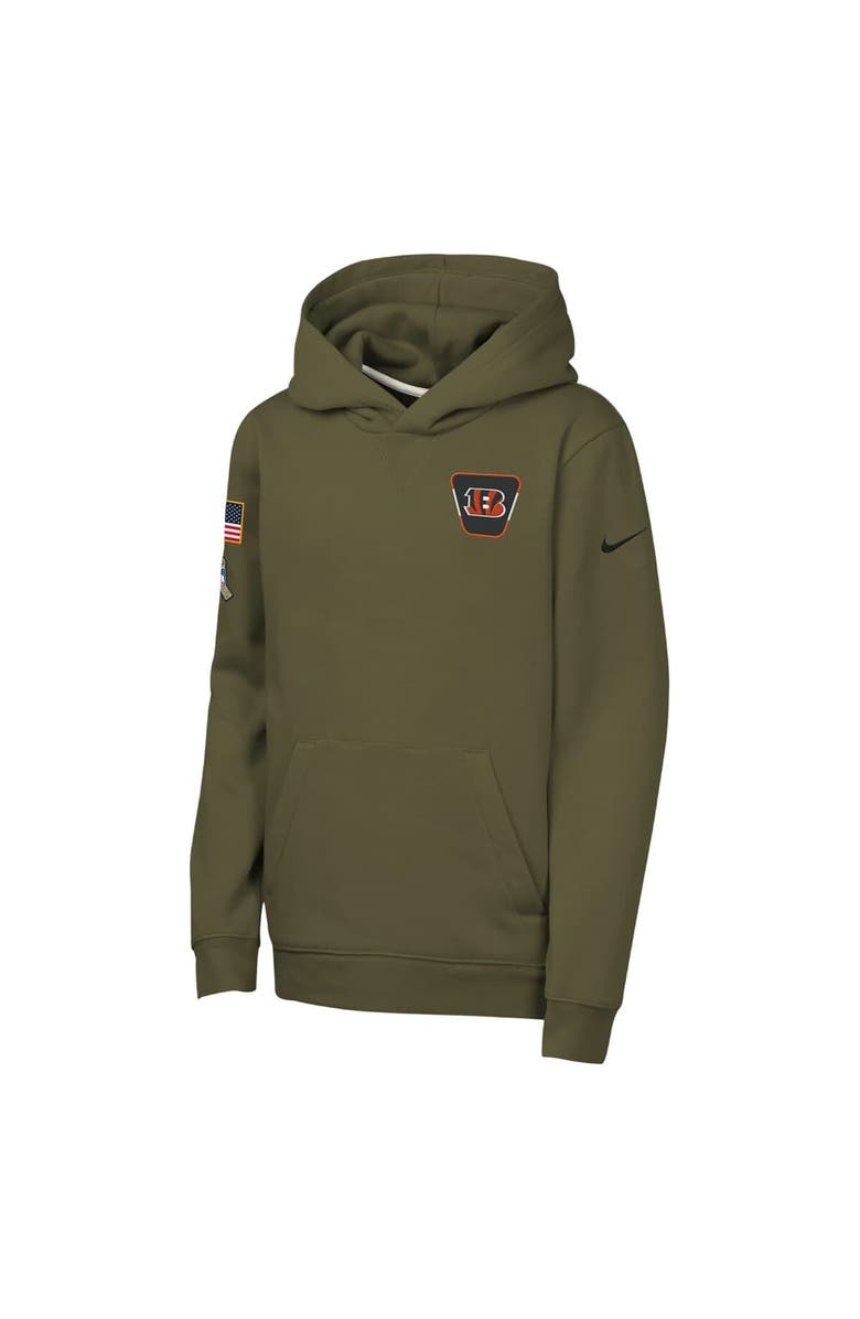 Nike Youth Nike Olive Cincinnati Bengals 2025 Salute to Service Club Fleece Hoodie, Alternate, color, Olive