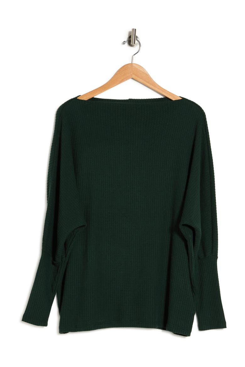 Waffle Knit Doman Sleeve Top, Alternate, color, HUNTER