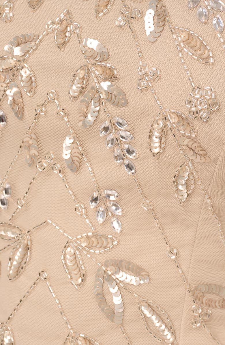 Adrianna Papell Beaded 3D Petal Sleeveless Cocktail Dress, Alternate, color, 