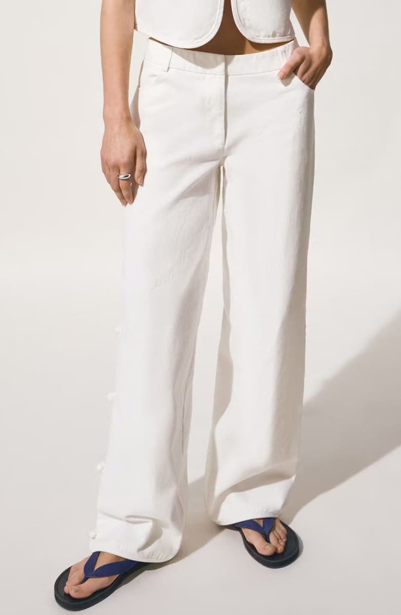 MANGO TEEN Knot Detail Straight Leg Trouser Jeans, Main, color, 