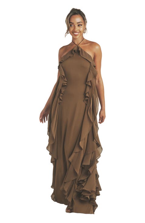 Whitney Ruffle Halter Neck Maxi Dress