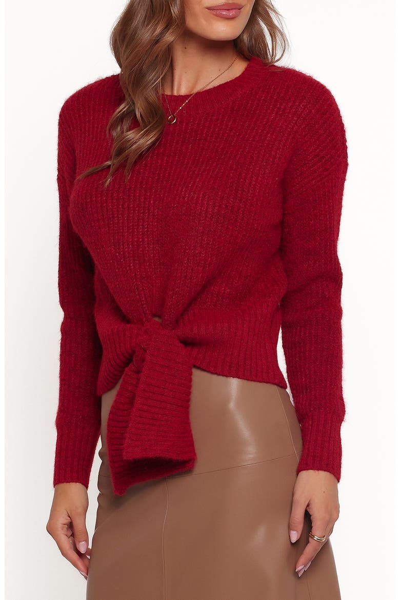 Captivate Tie Hem Sweater, Alternate, color, RED