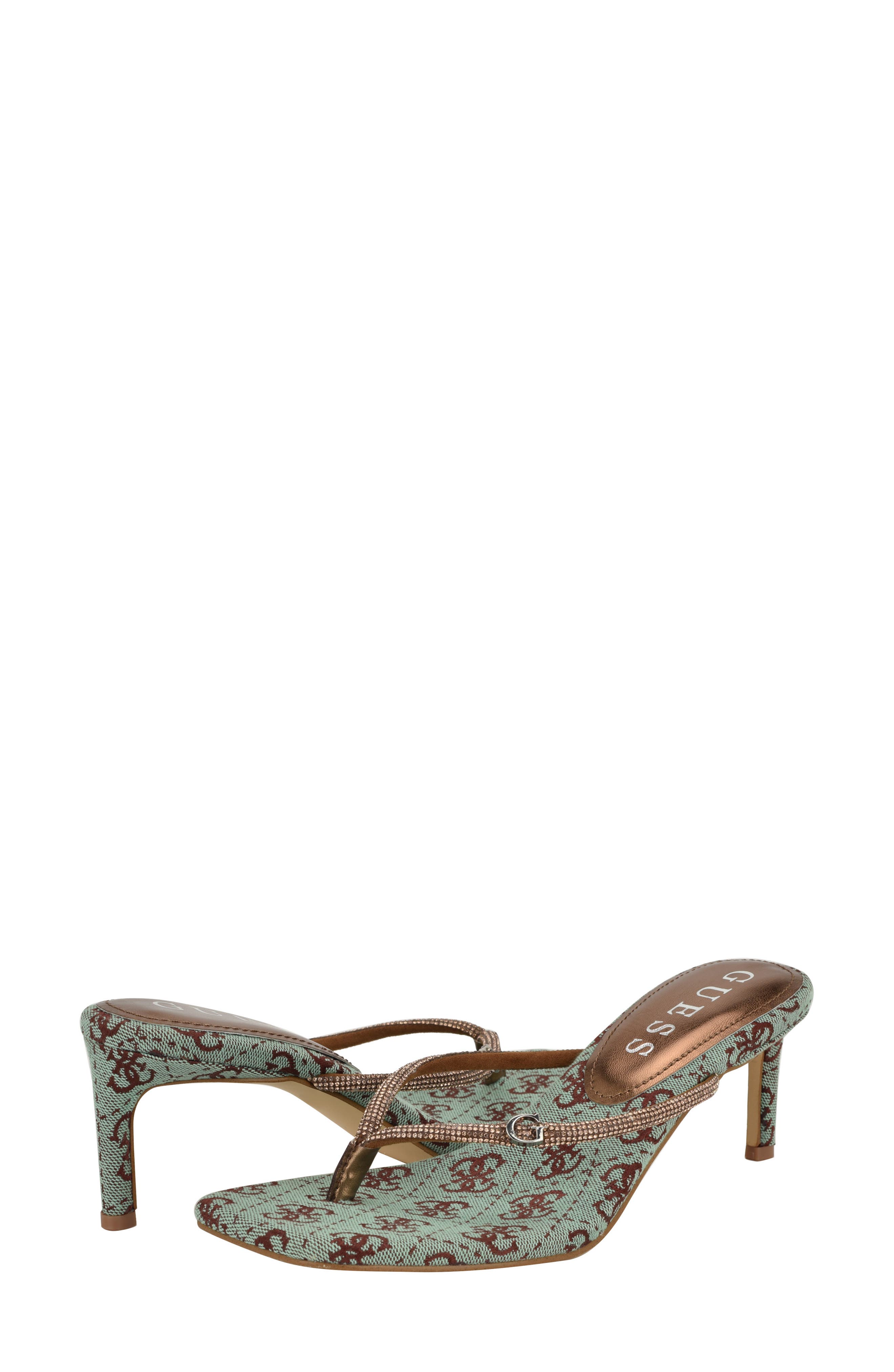 GUESS Crystal Embellished Sandal, Alternate, color, Green/ Bronze
