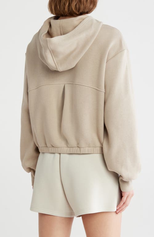 Z By Zella Feather Fleece Cinch Hem Pullover Hoodie In Brown