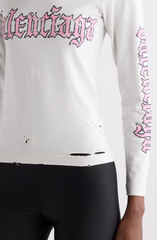 Balenciaga Crew Neck Graphic Print Long Sleeves Top In White