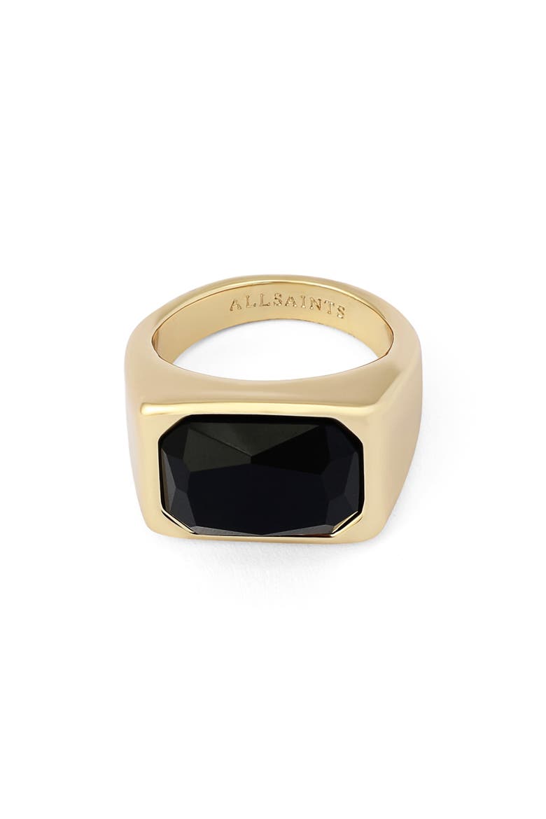 Rectangular Stone Signet Ring, Alternate, color, BLACK