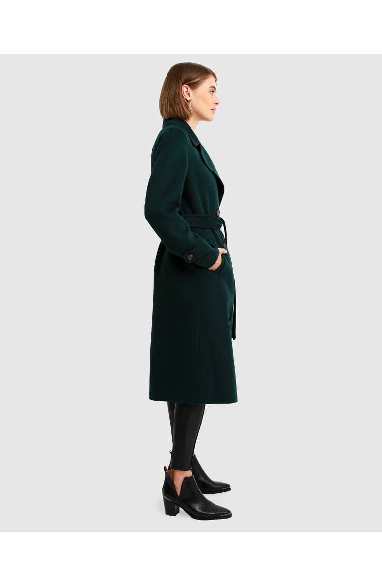 Belle & Bloom Front Runner Belted Coat, Alternate, color, Dark Green